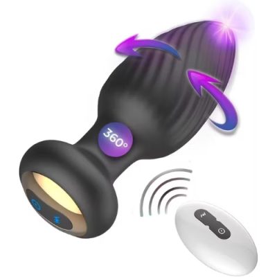 Plug anal noir rotatif 360° avec télécommande –