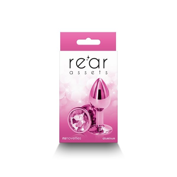 « Vue latérale du plug anal aluminium Rear Assets Small coloris rose »