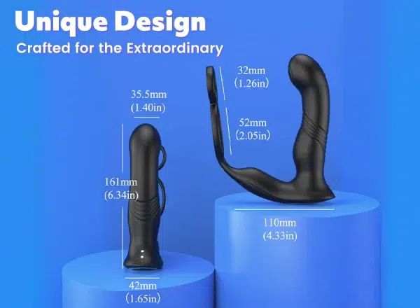 Gode vibrant pour homme avec stimulation ciblée de la prostate et anneau de maintien
