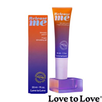 « Tube du Gel Stimulateur Prostatique Release Me sur fond blanc ».