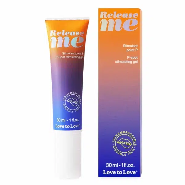 « Tube du Gel Stimulateur Prostatique Release Me sur fond blanc ».