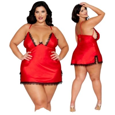 Nuisette satin rouge Dreamgirl vue de face