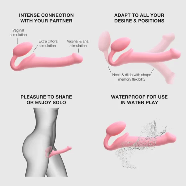 stimulation triple avec strap-on bendable