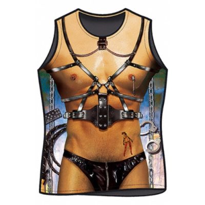 T-shirt Esclave BDSM – homme torse imprimé en harnais