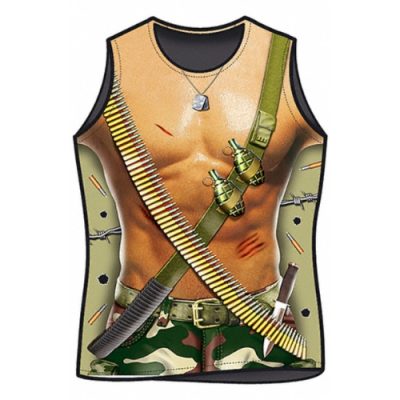 T-shirt humoristique Zone Militaire – avant imprimé torse de soldat