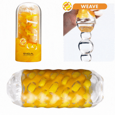 Masturbateur TENGA Weave – vue extérieure élégante et artistique