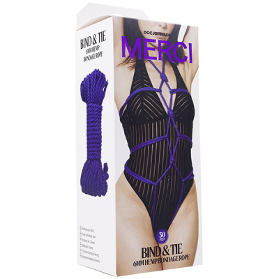 Corde de bondage chanvre naturel Merci 30 pieds mauve