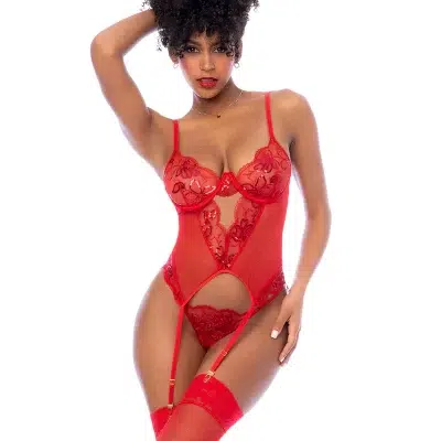 Détail des jarretelles ajustables du bustier