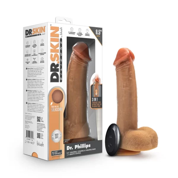 Dildo Dr. Phillips – vue latérale en silicone brun