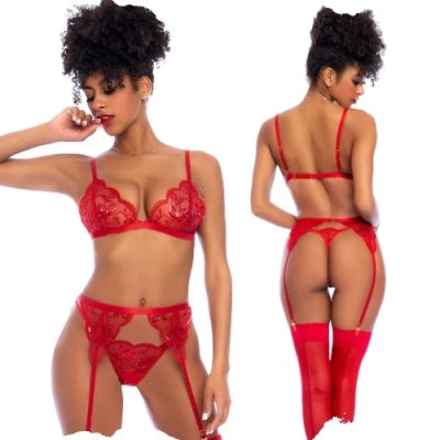 Ensemble glamour Mapalé rouge pour femme sexy