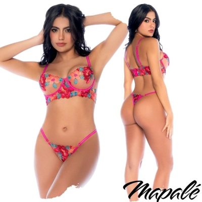 Ensemble lingerie deux pièces brodé floral Mapalé
