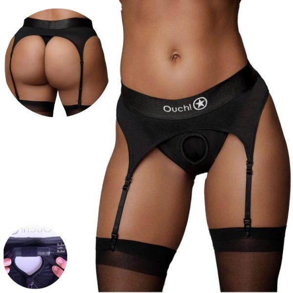 String harnais vibrant noir avec jarretelles ajustables
