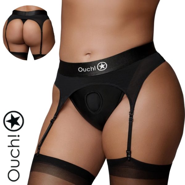 String harnais vibrant XL/XXL noir avec jarretelles ajustables Ouch!