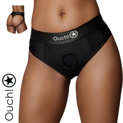 String harnais vibrant Ouch! noir M/L avec sangles amovibles