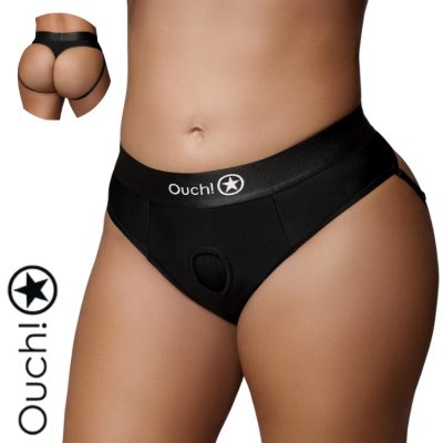 String harnais vibrant Ouch! noir XL/XXL avec sangles amovibles