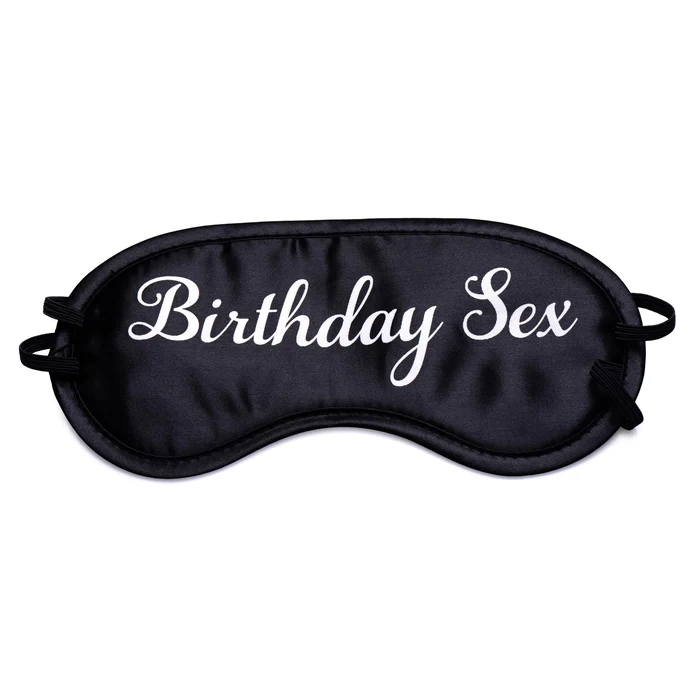 Masque noir en satin « Birthday Sex » élégant et réversible