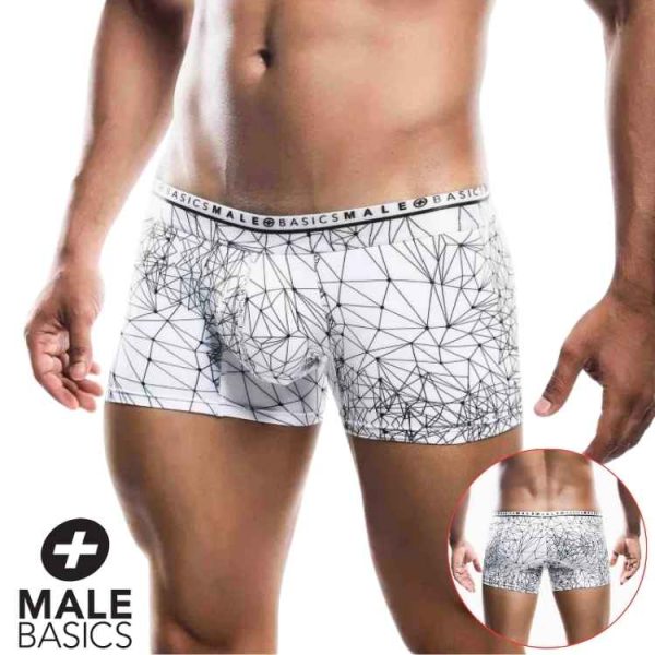 Boxer Court Hipster Spider de MaleBasics blanc et noir