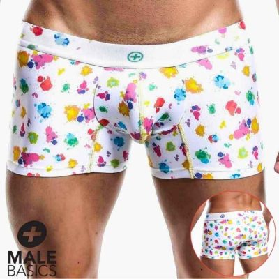 Boxer Court Hipster White Splash de MaleBasics blanc multicolore