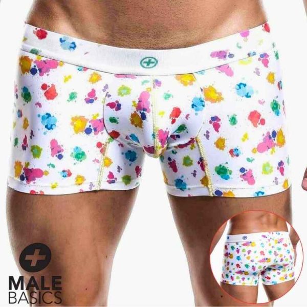 Boxer Court Hipster White Splash de MaleBasics blanc multicolore
