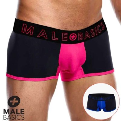 Boxer Court Neon Trunk de MaleBasics Corail et Bleu Royal
