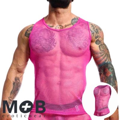 Camisole en Résille HotPink Out MOB Eroticwear vue avant