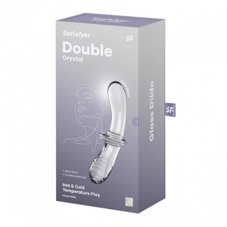 Satisfyer Double Crystal en verre borosilicate massif avec base de sécurité
