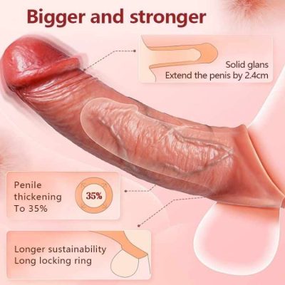 Expansion Realistic Silicone Sleeve – Dick Buddies (1) Détail du manchon réaliste Dick Buddies – veines et texture peau.