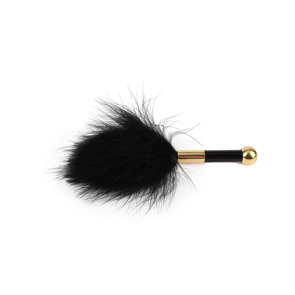 tickler sexy plume noir doré señuelo