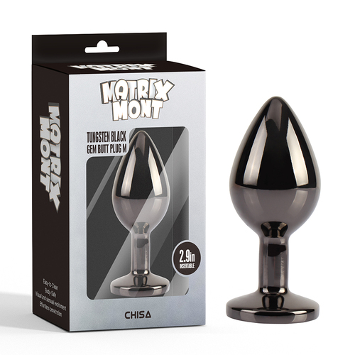 Plug anal Matrix Mont Medium noir avec bijou multicolore brillant et finition miroir.