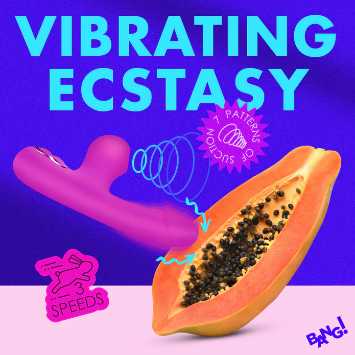 Vue du jouet dans un décor rose et bleu BANG!