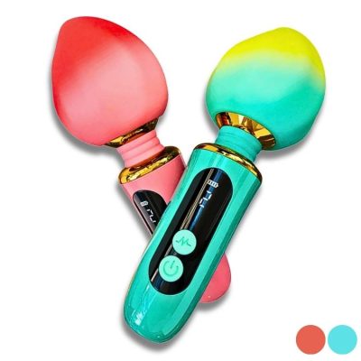 Peach Wand Fancy Her vert menthe et or, vibromasseur tête en forme de pêche.