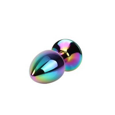 Rainbow Gem Metal Plug Small – Matrix Mont (1) Plug anal effet miroir multicolore avec base gemme scintillante.