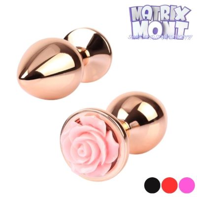 Plug anal or rose Matrix Mont avec rose rose pâle sculptée.