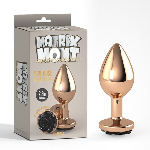 Plug anal or rose Matrix Mont orné d’une fleur noire élégante.