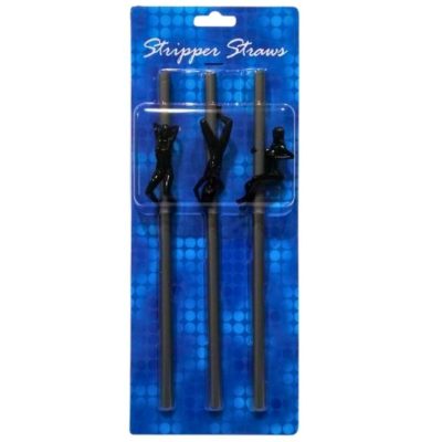 Ensemble de 3 pailles argentées avec danseuses