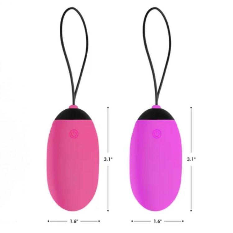 Deux versions de l’œuf vibrant – rose et mauve avec dimensions