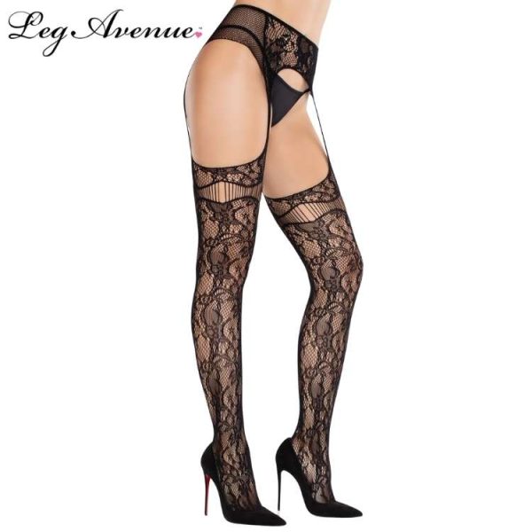 bas sexy dentelle Bloom Net Garter Belt Stockings