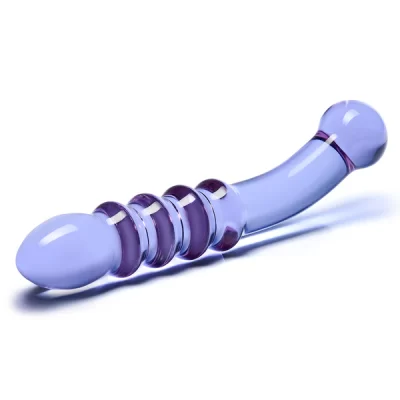 Purple Rain Ribbed Dildo – Gläs (5) Purple Rain Ribbed Dildo – stimulation du point G