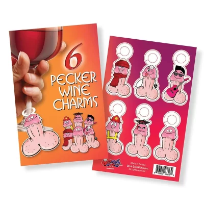 6 Pecker Wine Charms emballage Ozze Creations - marque-verres pénis EVJF enterrement vie jeune fille Canada