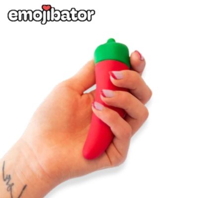 Vibromasseur Chili Pepper Emojibator rouge avec pointe flexible - 10 modes de vibration - silicone médical body-safe