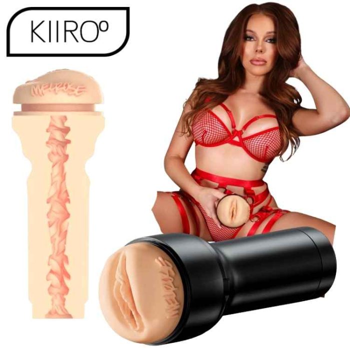 Masturbateur FeelMelRose Michaels Kiiroo - boîtier noir ergonomique - sleeve TPE extra-serrée - tunnel nodules stimulants