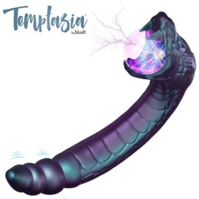 Vibromasseur Temptasia Rattle Snake globe plasma iridescent violet - sextoy double extrémité 35cm rechargeable