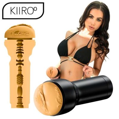 Masturbateur FeelVictoria June Stroker Kiiroo - boîtier noir ergonomique - sleeve TPE réaliste chair - tunnel texturé nodules