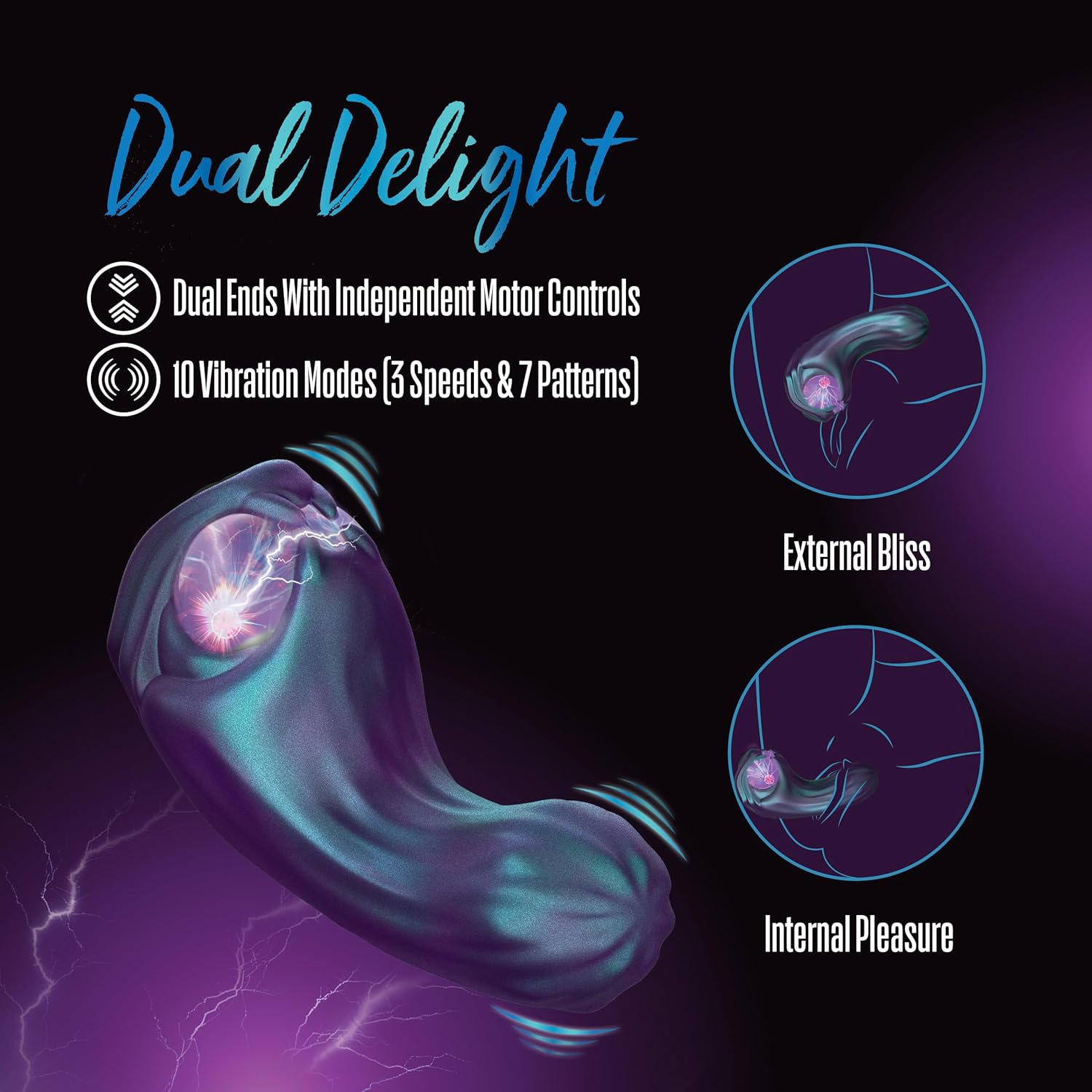 Détail double moteur Temptasia Viper Pulse - vibromasseur deux extrémités stimulation interne externe