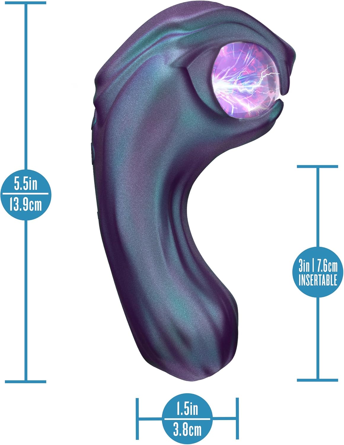 Dimensions Temptasia Viper Pulse vibromasseur - 14cm longueur silicone UltraSilk body-safe