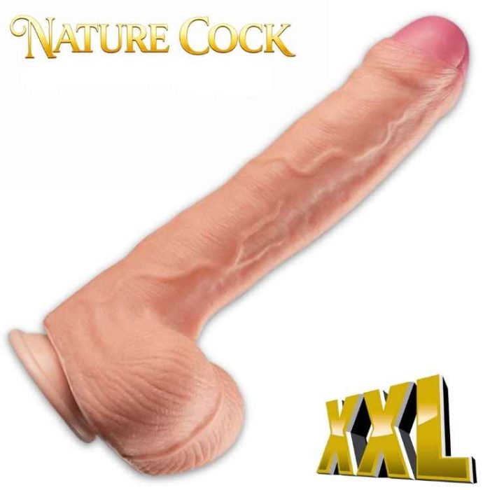 gode realiste xxl 11 pouces silicone double densite nature cock
