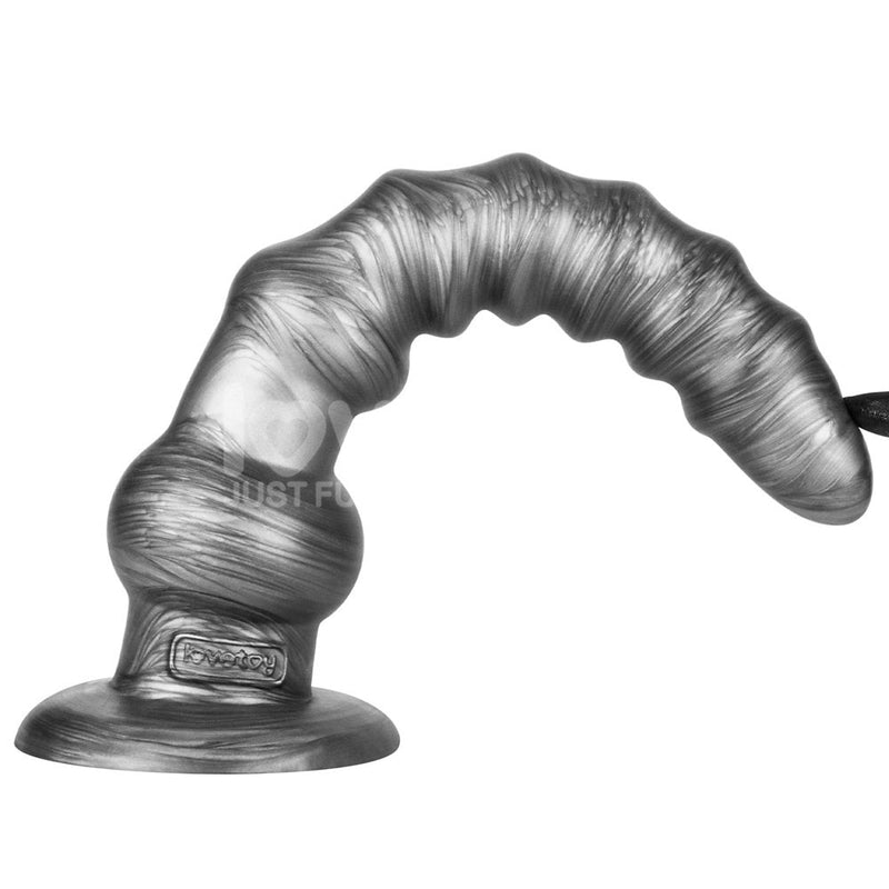 Démonstration flexibilité courbure extrême : Flexibilité exceptionnelle Vibrax Slider 12.5 pouces courbé – démonstration adaptabilité anatomique – texture nervurée maintenue – base ventouse stable – stimulation prostatique point A personnalisée