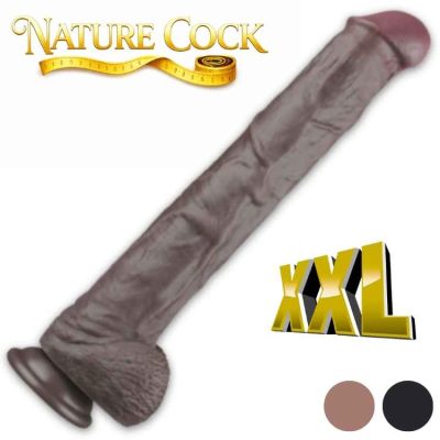14.5 pouces Dual Layered Bendable Silicone Cock XXL Nature Cock couleur chair - gland proéminent sculpté - silicone platine double couche ultra-doux - main testant texture réaliste