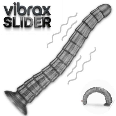 14.5 pouces King Sized Vibrating Vibrax Slider vibromasseur anal XXL rechargeable couleur noire – base ventouse robuste – longueur totale 37 cm – 10 modes vibration