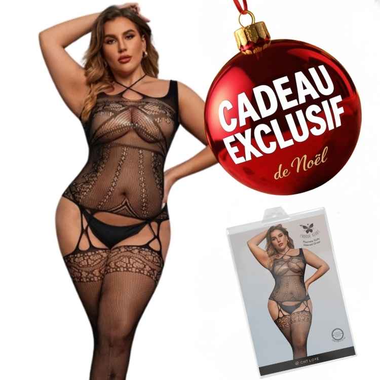 BodyStocking avec Jarretière et Bas en Filet - L'amour Réunit